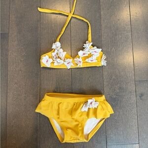 Designer From Denny’s! Janie and Jack Yellow Floral Applique Two-Piece Swim Set
